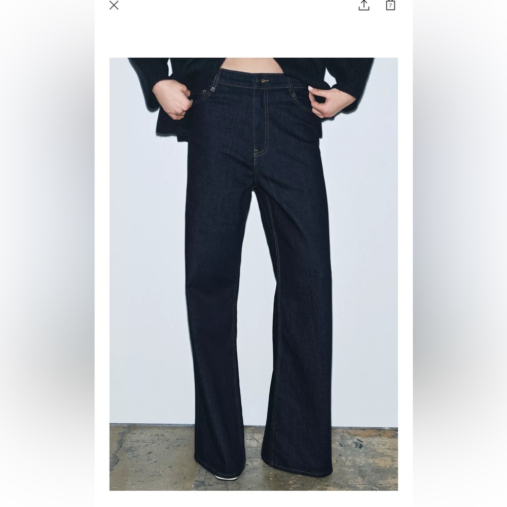 Dark Blue Wide-Leg Jeans Zara
